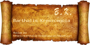 Barthalis Kreszcencia névjegykártya